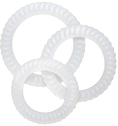 ORION Penisring-Set - 3 teiliges Cock-Ring-Set für Männer, mit gerillter Reizstruktur, in verschiedenen Größen, für Blutstau-Effekt, weiß