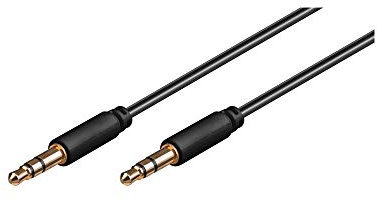 Goobay 69117 Cavo di Collegamento Audio AUX, Stereo da 3.5mm e 3 Pin, Slim, CU, Nero, 1m Lunghezza del Cavo