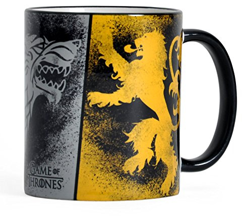 Elbenwald Game of Thrones Tasse Häserwappen Rundumdruck Gaffiti Look Stark Targaryen Lannister Keramik 320 ml