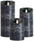 3er SET! Sompex Flame LED Echtwachs Kerze / Kerzen FERNBEDIENBAR V14 Anthrazit (Schwarz Grau) 8 x 12,5cm - 8 x 18cm - 8 x 23cm (3er Set)