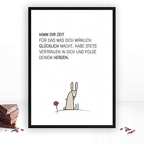 Wunderpixel® Nimm-dir-Zeit Hase - Kunstdruck auf wunderbarem Hahnemühle Papier DIN A4 -ohne Rahmen- Bild Poster zur Deko oder Geschenk
