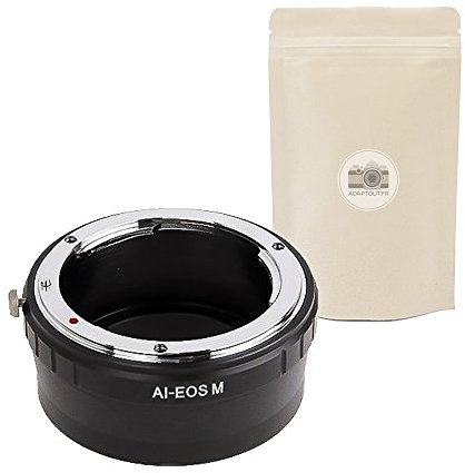 AI EOSM ∞ Lente de Anillo de adaptación Compatible Nikon AI a Canon EOS M EOS-M Caja 100% Adaptador de Metal 100% Enfoque a Infinity Canon EOS M M3 M5 M10, etc. - Marca Francesa Adaptativa
