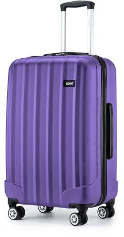 Kono Medium Hard Shell 61L Luggage Lightweight ABS with 4 Spinner Wheels Trolley Case Suitcase (Purple, 24 Inch)