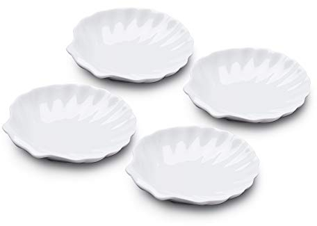 WM Bartleet & ‿Sons 1750 TSET108 Lot de 4 plats en porcelaine Motif coquillage Blanc 13 cm