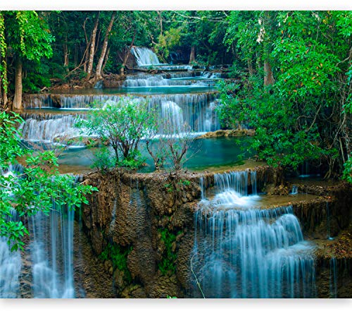 murando - Vlies Fototapete Wasserfall 300x231cm - Foto Tapete Schlafzimmer Wohnzimmer Moderne Vliestapete XXL Wandtapete Motivtapeten 3d Effekt Wand Dekoration - Natur Wald Bäume grün 100403-155