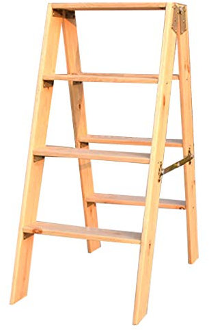 XWZJY Folding 4 Step Ladder Stool,Thickening Wooden Climbing Ladder Staircase Chairs with Wide Pedal for Adults,Home Garden Tool,Height 100cm