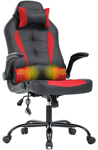 T-LoVendo TLV-MRC66-RED Silla Gaming, Altura ajustable, Cuero sintético, Negro-Rojo, Adulto