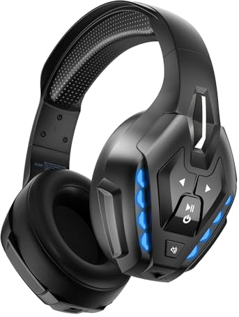 PHOINIKAS Cuffie Gaming con Microfono Staccabile con Cancellazione del Rumore, Bluetooth 5.3 Solo per Telefoni Cellulari, Cavo Audio da 3,5 mm per PS4/PS5/Xbox One/PC/Switch, 40 Ore, Luce LED