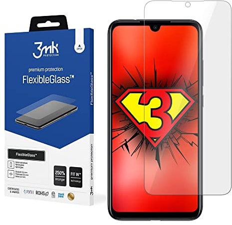 3mk Vetro temperato flessibile per Xiaomi Redmi Note 7, durezza 9H, pellicola protettiva compatibile con Redmi Note 7, vetro ibrido, anti-olio, anti-impronte, vetro temperato, antigraffio