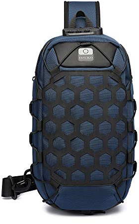 FANDARE Herren Brusttasche Diebstahlsicherung Sling Rucksack Casual Daypacks mit USB Schultertasche Umhängetasche Outdoor Sport Wandern Radfahren Reisen Wasserdicht Stoßfest Crossbody Bag Dunkelblau