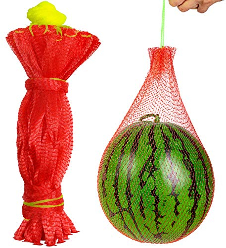Melonen-Hängematte, Wassermelonennetze, robustes Wassermelonennetz für Garten, Melonennetz für Rankgitter, vertikales Gartenanbau, Honigtau-Melonennetze mit Kordelzug, 50 Stück (7,3–10 kg)