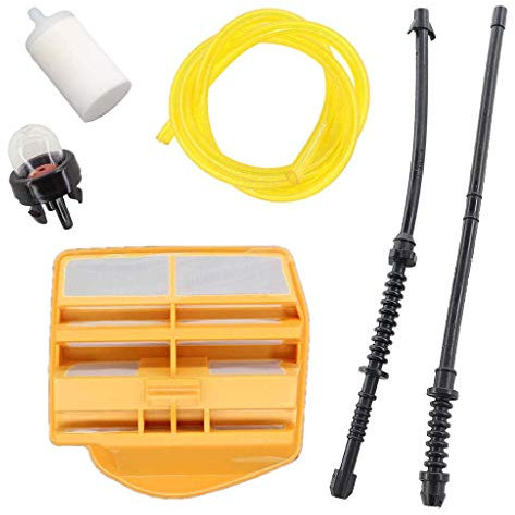 HURI Luftfilter Benzinfilter Benzinschlauch für Husqvarna 445, 445e, 450, 450 II, 450e, 450e II, CS 2245, CS 2245 II, CS 2245 S, Jonsered Motorsäge, Trennschleifer Ersetzt 544080802