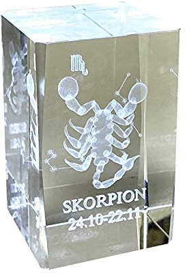 Skorpion 3D Glas Kristall Quader XL Sternzeichen im Hochformat - von WWW.Vienna-Fashion.at - Wien Österreich Austria - Setzkasten Deko Vitrine (Skorpion)