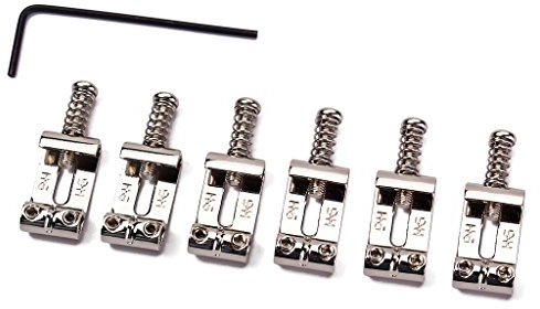 Alnicov Sillín de guitarra eléctrica, 6 sillines de puente para guitarra electrónica Strat Tele cromado