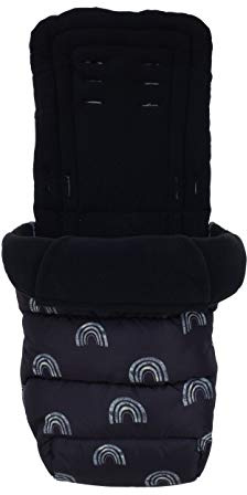 Cosatto Universal Footmuff – Cosy Toes, All Season Luxury Quilted Pram, Pushchair, Stroller Liner Liner, Washable, With Kangaroo Pouch For Hands (Night Rainbow)