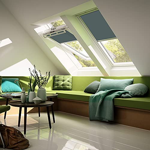 VELUX Original Sichtschutzrollo (RFL), Silberne Seitenschienen, Y85, Blaugrau // RFL Y85 4170S