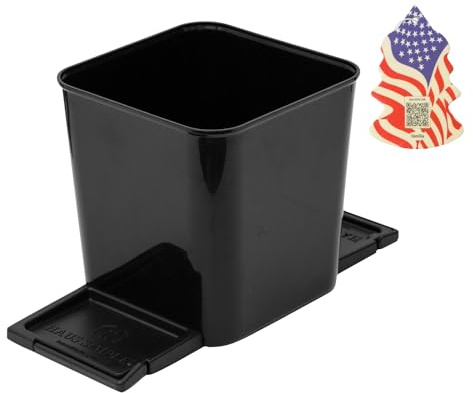 HAUSSIMPLE Car Trash Can Garbage Bin 1.4 Gallon Plastic Spill-Proof Auto Wastebasket with Stability Flaps Free 20 Drawstring Trash Bags 7.5 x 7.3 in (Black w/o Trash Bag)