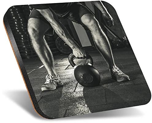 DV DESIGN 1 x Eco Square 12cm Coaster - Kettlebell Gym Workout Drink Cup Mug Glass Table Protection Mat #21402