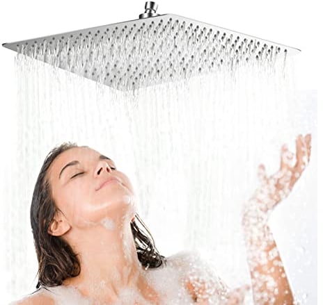 Regendusche Duschkopf 40x40cm, Duschkopf Eckig Regendusche Ultrafeine Handbrause Badezimmerzubehör Edelstahl Einbauduschköpfe Kopfbrause Regenbrause Schlankes Design Wasserfall Regenduschkopf
