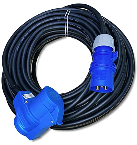 Cavo CEE con attacco angolare su spina CEE, 25 metri, IP44, 230 V/16 A, 3 poli, 2,5 mm², per campeggio, barca, camper, roulotte, cavo di prolunga