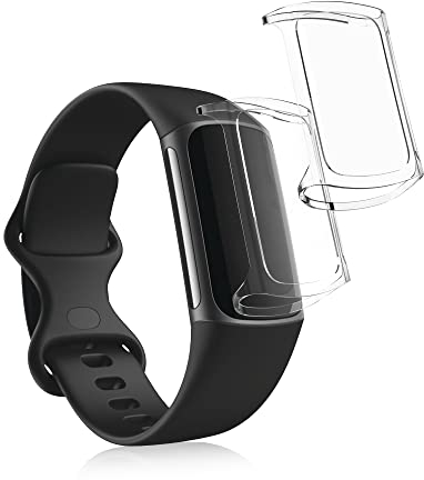 kwmobile 2X Schutzhülle kompatibel mit Fitbit Charge 6 / Charge 5 Hülle - Fullbody Cover Set aus Silikon - Transparent