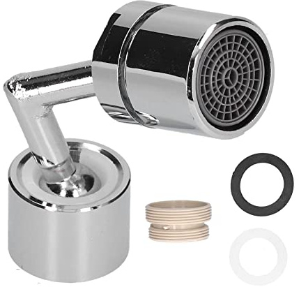 Buachois Spritzfilter Wasserhahn 720 ° Drehbarer Luftsprudler mit 22mm Innengewinde 22-24 mm Außengewinde Adapter, Anti-Spritzschutz Strahlregler Verlängerungs Düse für Gesichtswäsche Gargle