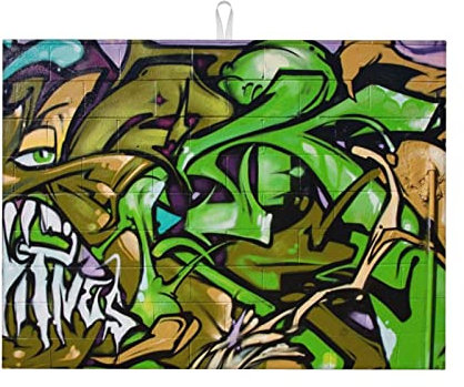 Abtropfmatte für Küche, Graffiti, Zeichnung, Kunstdruck, Mikrofaser, Abtropfmatte für Küchentheke, 45,7 x 61 cm