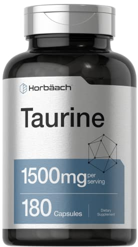 Horbäach Taurine 1500mg | 180 Capsules | Amino Acid Supplement | Non-GMO and Gluten Free