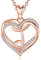 INFUSEU J Initial Kette für Freundin, Herz Buchstabe Cubic Zirkonia CZ Rosegold Schmuck romantische Geburtstagsgeschenke für Frau Mutter Freundin, 20 Zoll Kette