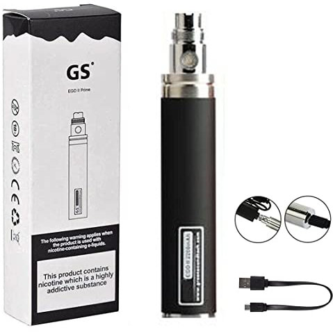 EGO GS II Prime 2200mAh E-Cigarette Vape Battery with Micro USB Charger 510 E-Shisha No Nicotine - Black