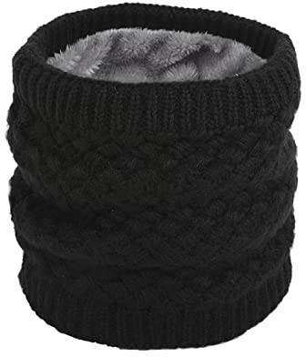 TSLBW Winter Neck Warmer，Thermal Snood Scarf Fleece Lined，Unisex Thick Knitted Circle Scarf Winter Warm Neck Mens Womens Sports Neck Gaiter Snood Face Mask Warm Winter Snood Scarf Black (HAHA-WEIBO)