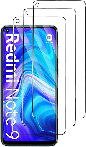 QJOY Protector de Pantalla para Xiaomi Redmi Note 9 [3 Unidades] Vidrio Templado, Dureza 9H, Antiarañazos, Sin Burbujas, HD Vidrio Templado