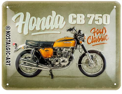 Nostalgic-Art Plaque vintage, Honda MC – CB750 Four – Idée de cadeau pour motards, en métal, Design rétro pour la décoration, 15 x 20 cm