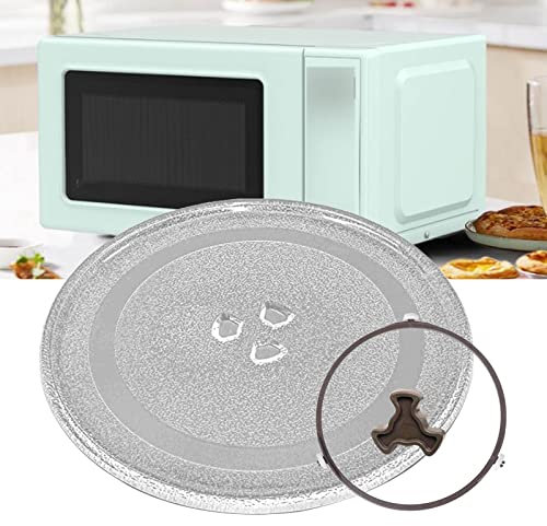 LIGUOYI 270mm Microwave Glass Plate Replacement With 3 Fixers, Microwave Glass Turntable Plate With Turntable Ring And Support, 315mm Diameter Round Microwave Oven ​Glass Plate, Heat Resistance