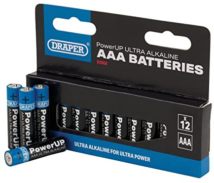 Draper 03968 PowerUP Ultra Alkaline AAA Batteries (Pack of 12)