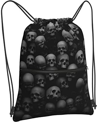 Sport-Turnbeutel, schwarzer Totenkopf-Beutel mit Kordelzug, Rucksack, Reisetasche für Herren und Damen, wie abgebildet, Einheitsgröße, #608