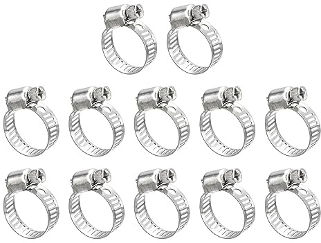 uxcell Worm Gear Hose Clamp, 12pcs 1/2 - 3/4 Adjustable Stainless Steel Hose Clamps Duct Clamp for Securing Hose, Pipe, Plumbing, Tube and Fuel Line