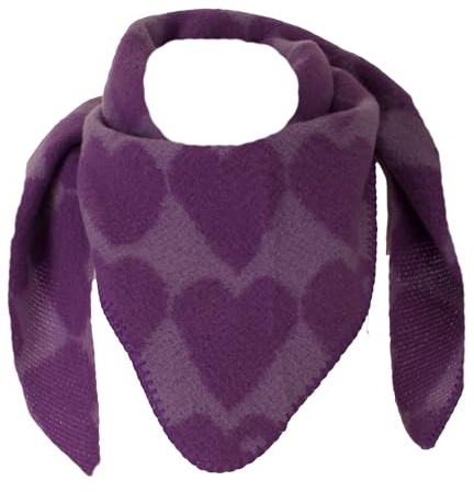 FASHION YOU WANT Dreieckstuch Stola Schal mit Viscose und Wolle - Hochwertiges Halstuch mit großem Herz-Print - Perfekt für Herbst Winter