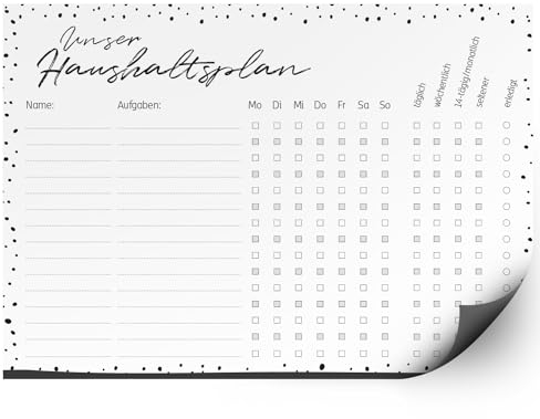 Haushaltsplaner magnetisch I Dots-Motiv I DIN A4 I mit Stift I abwischbar wiederbeschreibbar I Putzplan I dv1297