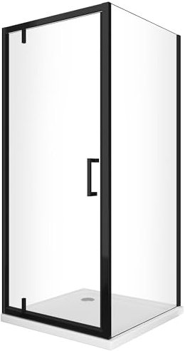 Box Doccia Con Parete Fissa Laterale e Porta Rototraslante Con Perni Asimmetrici H 200 Vetro Trasparente 8 MM Telaio Nero Opaco (100 (98-100) FISSA x PORTA 100 (97-100))