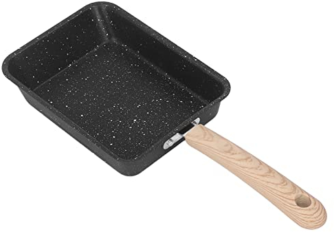 Iron Frying Pan, with Removable Wooden Handle, Non Stick Coating Square Thick Japanese Omelette Pan, Home Kitchen Tool, for Bacon, Hamburgers, Pancakes