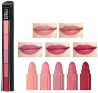Set di 5 colori di mini rossetto, rossetto opaco di velluto, rossetto antiaderente, rossetto impermeabile di lunga durata (02#)