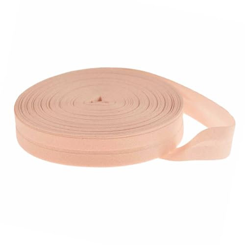 25m Baumwoll-Schrägband 14mm gefalzt, Farbwahl - Einfassband Nahtband Kantenband, Farbe:puderrosa