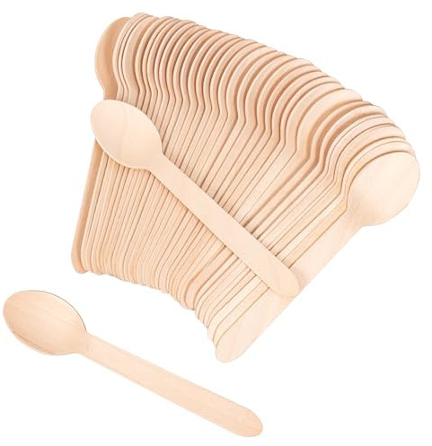 Cucchiai usa e getta in legno – Confezione da 100 cucchiai in legno usa e getta, biodegradabili e rispettosi della terra, lunghezza 16,3 cm