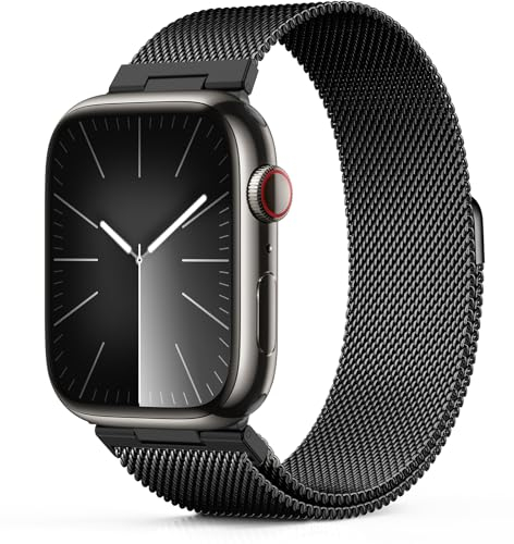 Higgs Metallo Cinturino Compatibile con Cinturino Apple Watch 44mm 42/45/46mm ultra 2 49mm 40/38/41mm Uomo, Cinturini Maglia Milanese Regolabili Magnetiche per iWatch Series SE/2 10 9 8 7 6 5 4 3 2 1