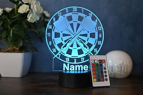 Optechvisual Personalisierte Dart LED Lampe im Dartscheiben-Design Dart Geschenk Spieler Fans, Geschenk Idee für Dartspieler Dartspielerin als Dart deko