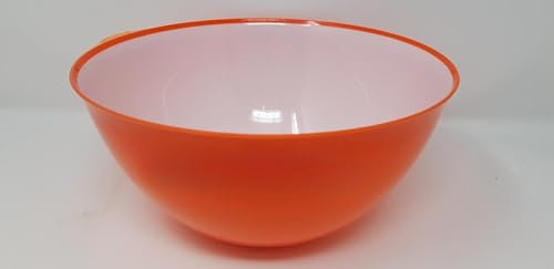 Foglish Home & Garden Large Reusable Plastic Salad Serving Mixing Bowl 25cm Orange