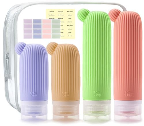 NEWOMEVA Reiseflaschen-Set für Toilettenartikel, TSA-zugelassene Flaschen in Reisegröße, nachfüllbare Quetschflaschen für Reise-Shampoo und Conditioner, auslaufsichere Reisebehälter für