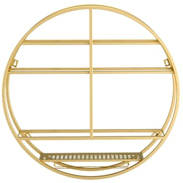 Porte-Bouteilles Muraux Industriels,Casier à Vin Mural Rond,Présentoir Multifonctionnel de Stockage,Présentoir à Vin avec Étagères,Casier à Vin Mural pour Tous les Types de Vins ( Color : Gold , Size