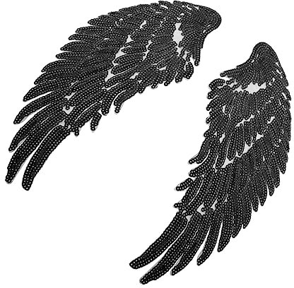 SEWACC 1 Paar Engelsflügel Stoff DIY Stickapplikationen Winkelflügel Applikationen DIY Kleidung Pailletten Patch Bling Flügel Kleidung Flügel Applikationen Flügel
